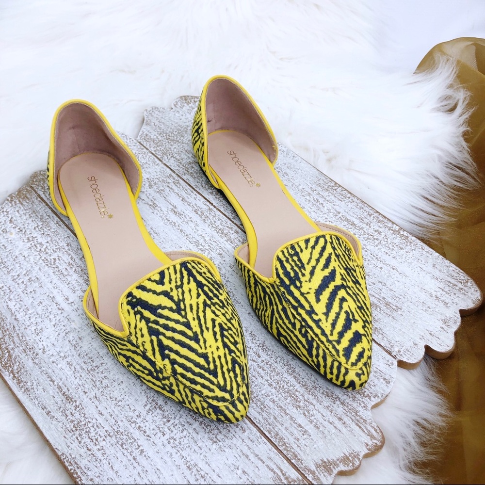 SHOEDAZZLE Yellow and Black D’Orsay Flats 8